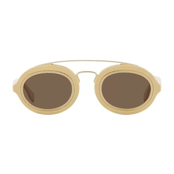 NEW UNISEX FENDI SUNGLASSES IVORY/GOLD BROWN FENDI FE40094I 25E OVAL EYEWEAR - Picture 2 of 3